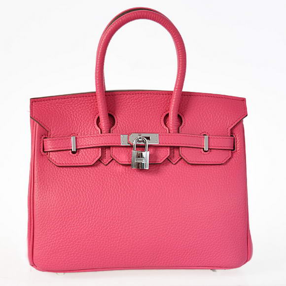 Super A Replica Hermes Birkin 25CM Tote Bags Togo Leather Peach Silver 60799 - Click Image to Close